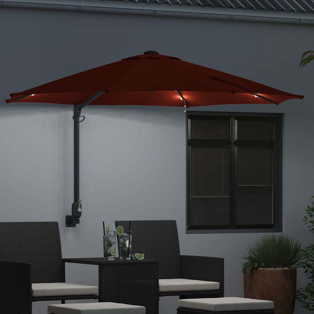 Gartenparasol Rot und Schwarz 248 x 248 x 148 cm