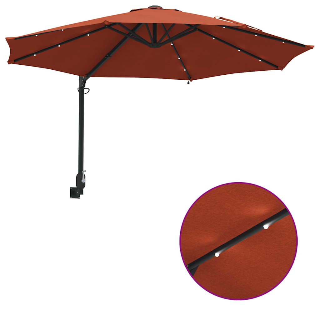 Gartenparasol Rot und Schwarz 248 x 248 x 148 cm
