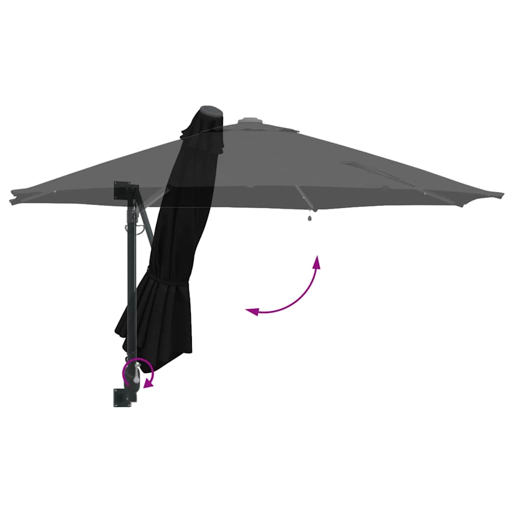Gartenparasol Schwarz und Schwarz 248 x 248 x 148 cm
