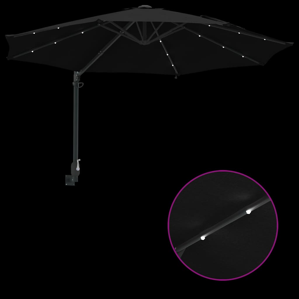 Gartenparasol Schwarz und Schwarz 248 x 248 x 148 cm