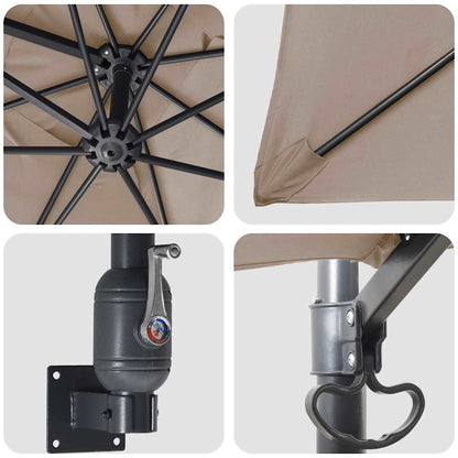 Gartenparasol Taupe 248,5 x 247,5 x 160 cm Stoff