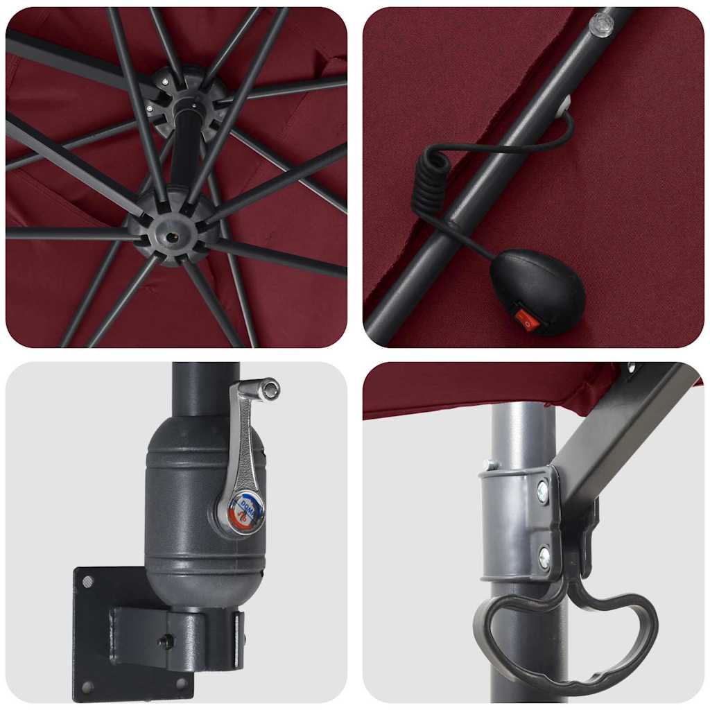 Gartenparasol Bordeauxrot 248,5 x 247,5 x 160 cm Stoff