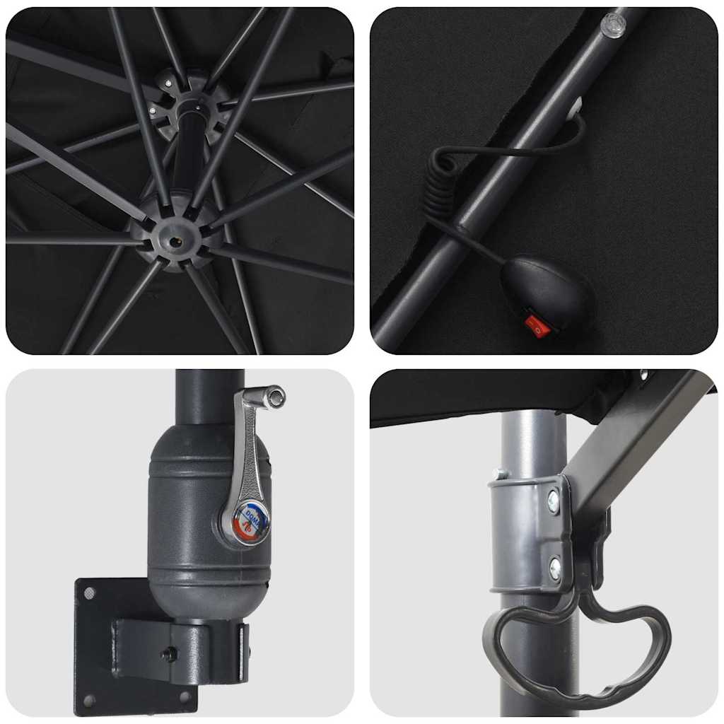 Gartenparasol Schwarz 248,5 x 247,5 x 160 cm Stoff