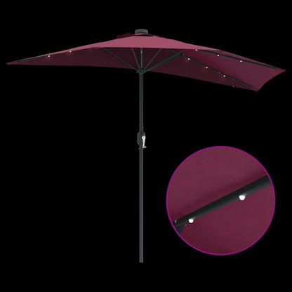 Gartenparasol Bordeauxrot 294 x 150 x 223 cm Stoff