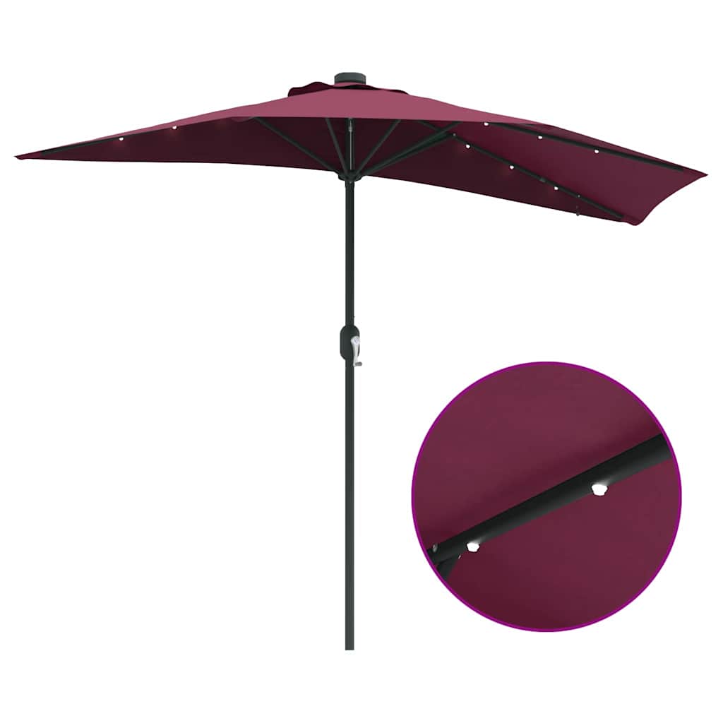 Gartenparasol Bordeauxrot 294 x 150 x 223 cm Stoff