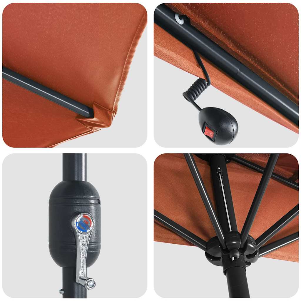 Gartenparasol Terrakotta 294 x 150 x 224 cm Stoff