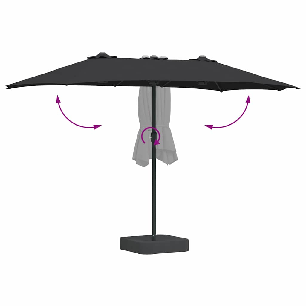 Gartenparasol Schwarz 385 x 209 x 244 cm Stoff