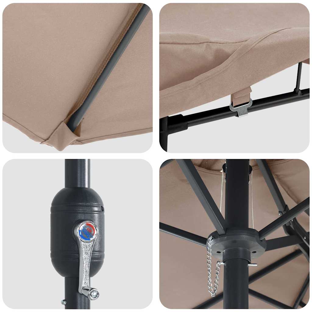 Gartenparasol Taupe 385 x 209 x 244 cm Stoff