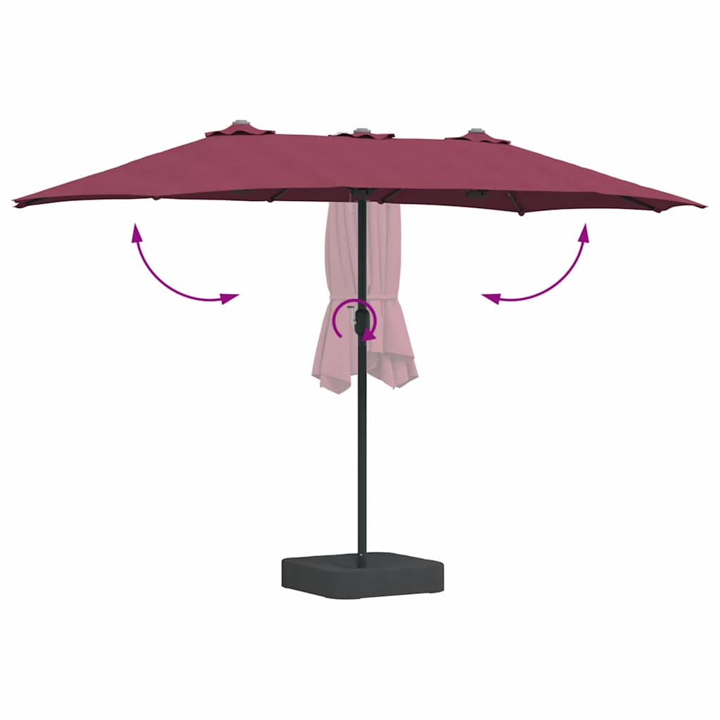 Gartenparasol Bordeauxrot 385 x 209 x 244 cm Stoff