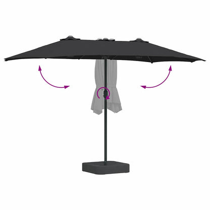 Gartenparasol Schwarz 385 x 209 x 244 cm Stoff
