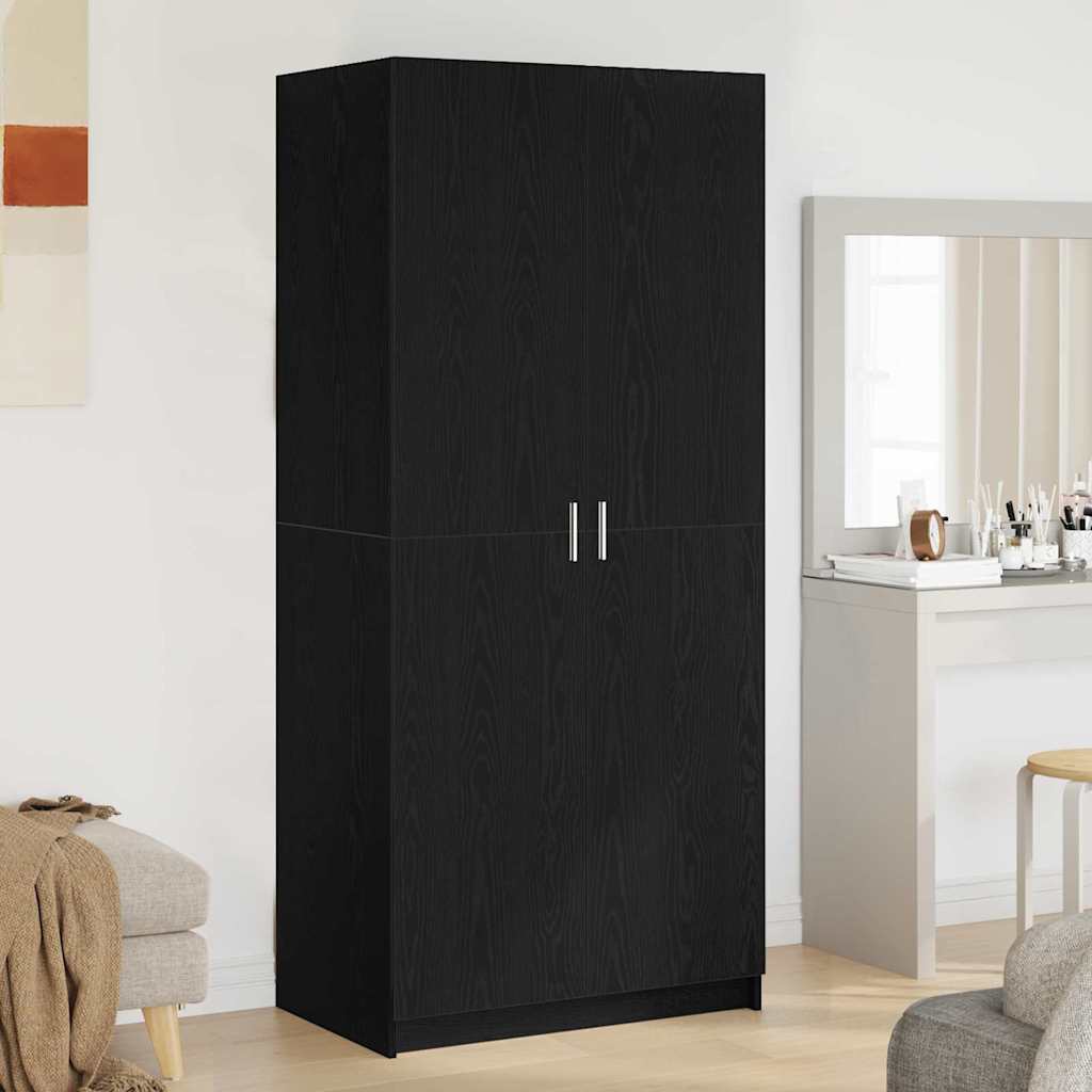Kleiderschrank mit Tür Schwarz Eichen-Optik 80 x 50,5 x 180 cm