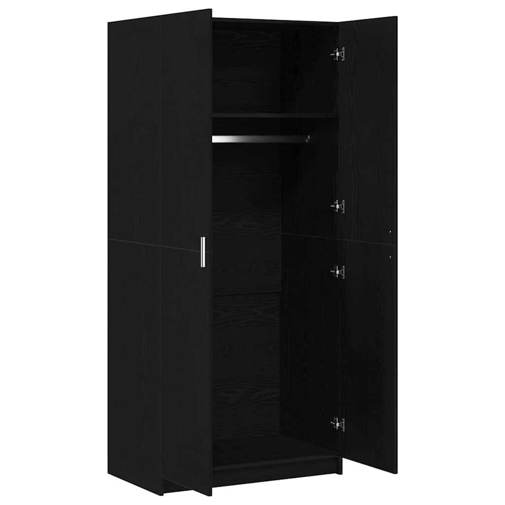 Kleiderschrank mit Tür Schwarz Eichen-Optik 80 x 50,5 x 180 cm