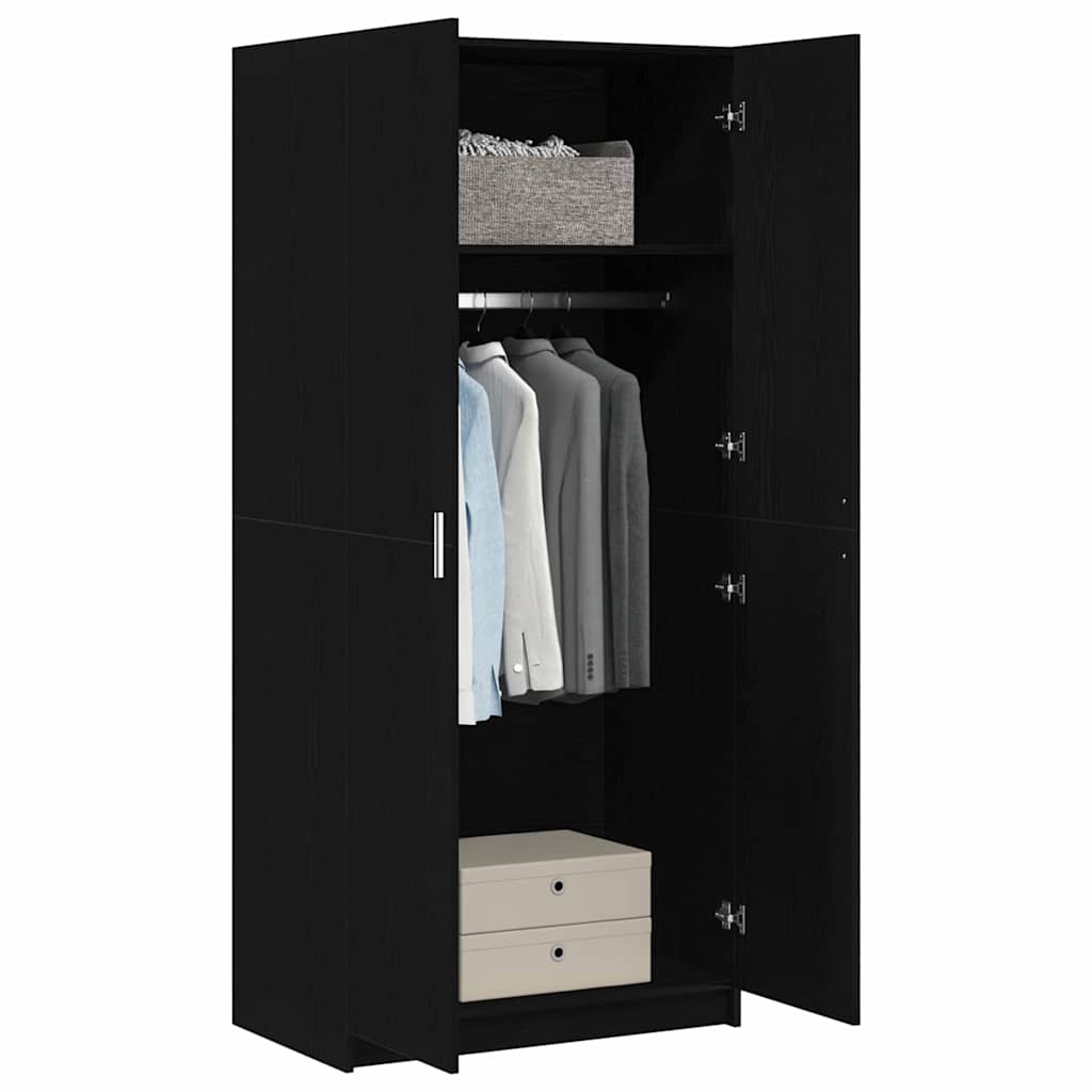 Kleiderschrank mit Tür Schwarz Eichen-Optik 80 x 50,5 x 180 cm