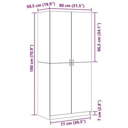 Kleiderschrank mit Tür Schwarz Eichen-Optik 80 x 50,5 x 180 cm