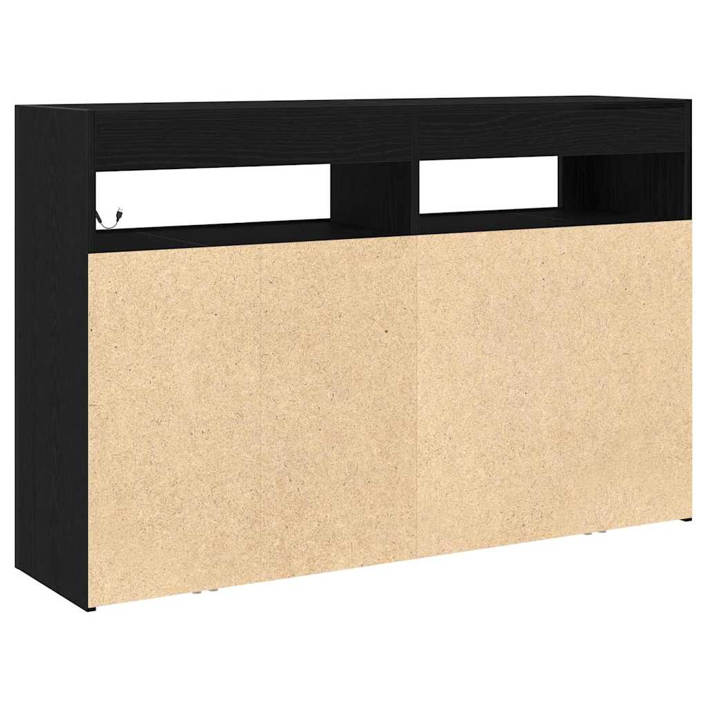 Sideboard Schwarz Eichen-Optik 116 x 30 x 75 cm Holzwerkstoff