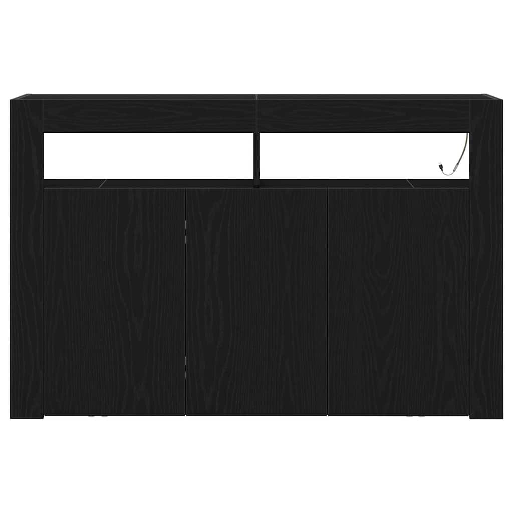 Sideboard Schwarz Eichen-Optik 116 x 30 x 75 cm Holzwerkstoff