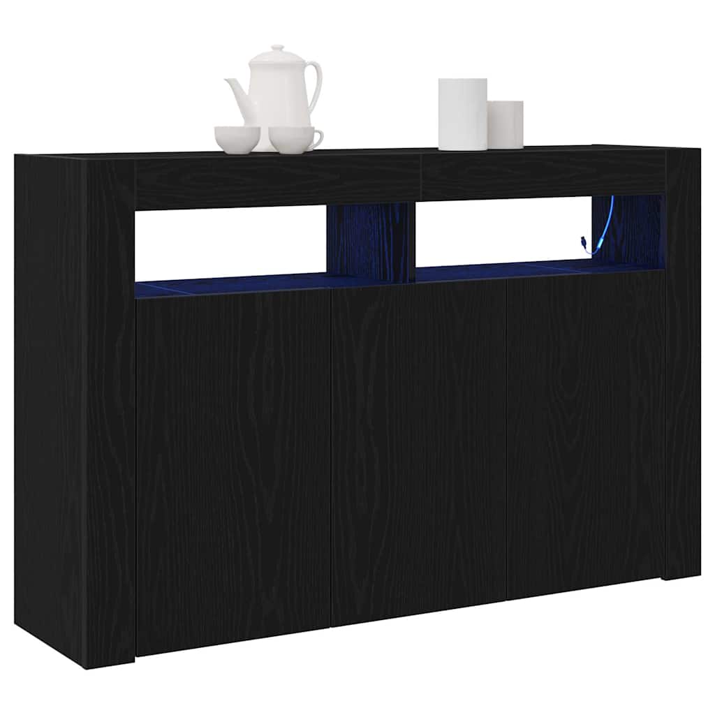 Sideboard Schwarz Eichen-Optik 116 x 30 x 75 cm Holzwerkstoff