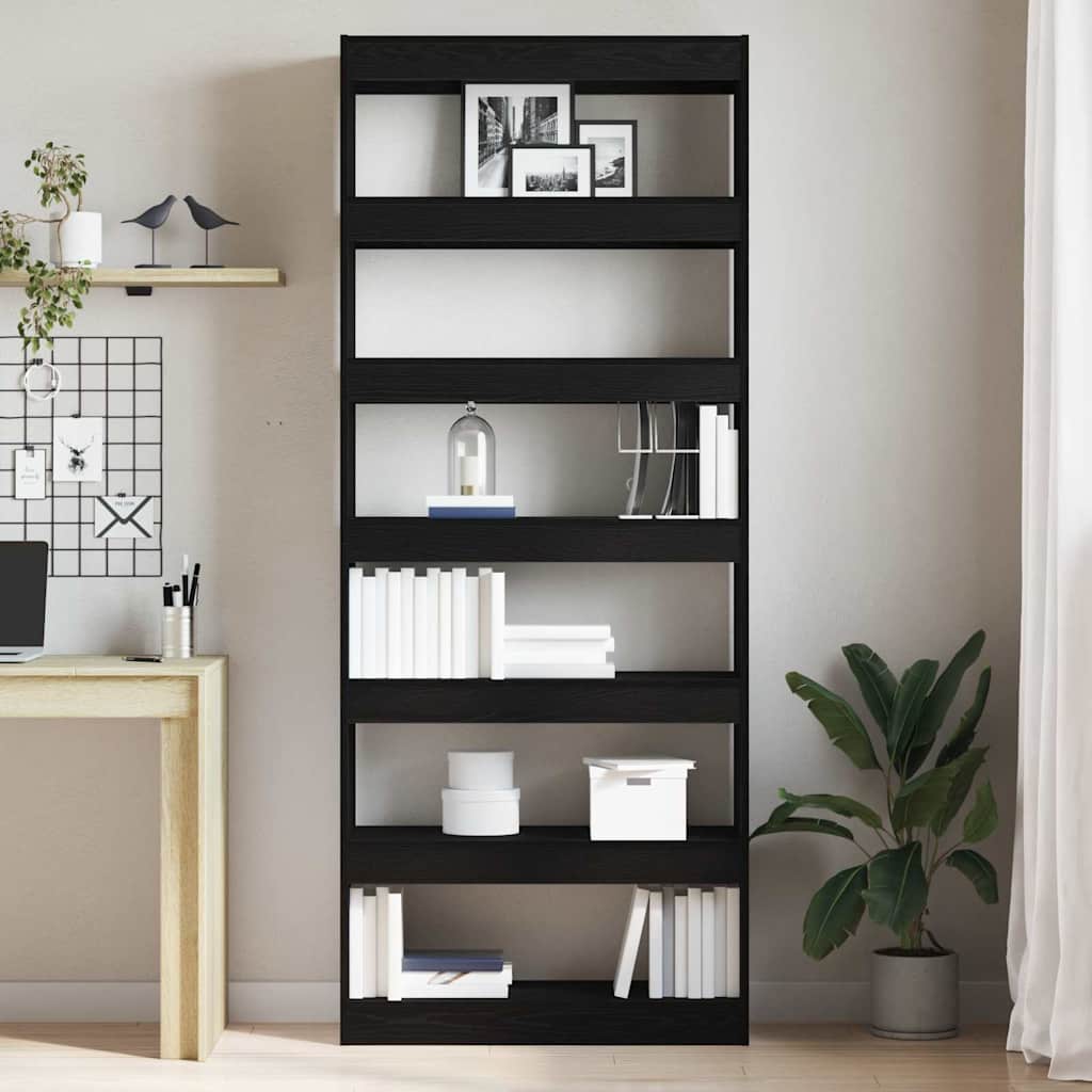 Bücherregal mit Regal Schwarz 80 x 30 x 198 cm Holzwerkstoff