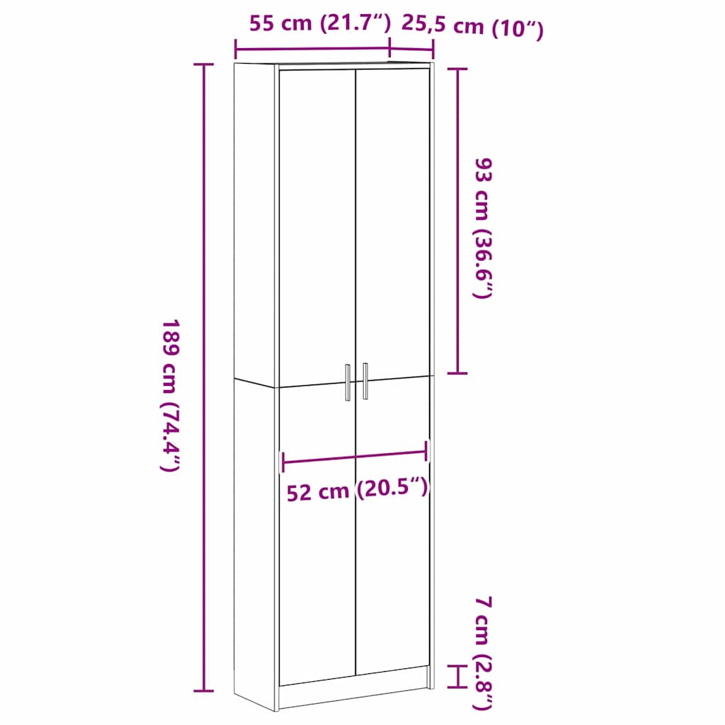 Kleiderschrank Geräucherte Eiche 55 x 25 x 189 cm Holzwerkstoff
