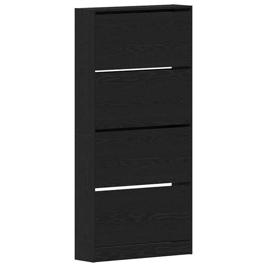 Schuhschrank mit Tür Schwarz Eichen-Optik 80 x 21 x 163.5 cm
