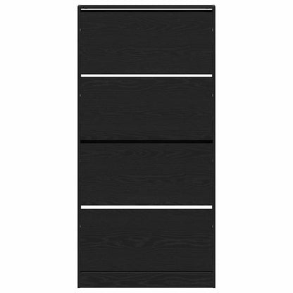 Schuhschrank mit Tür Schwarz Eichen-Optik 80 x 21 x 163.5 cm