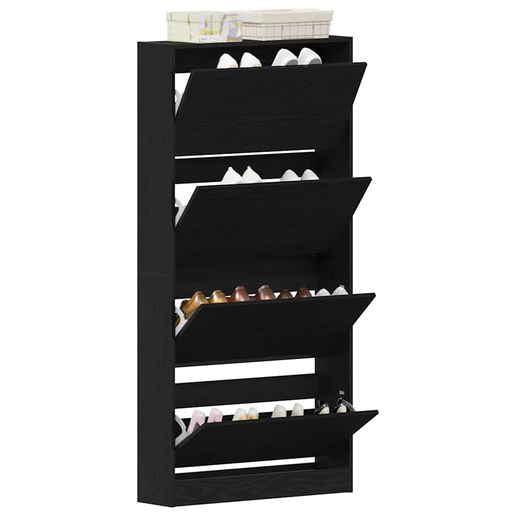 Schuhschrank mit Tür Schwarz Eichen-Optik 80 x 21 x 163.5 cm