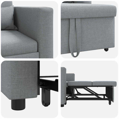 Einzel-Schlafsofa mit Rädern Hellgrau 90 x 165 x 87 cm Stoff