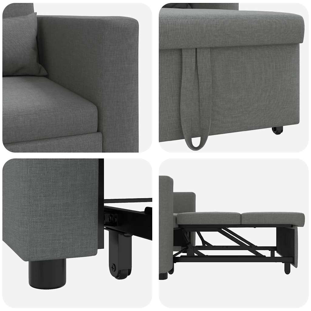 Einzel-Schlafsofa mit Rädern Dunkelgrau 90 x 165 x 87 cm Stoff