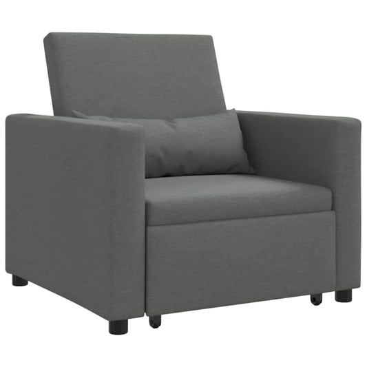 Einzel-Schlafsofa mit Rädern Dunkelgrau 90 x 165 x 87 cm Stoff