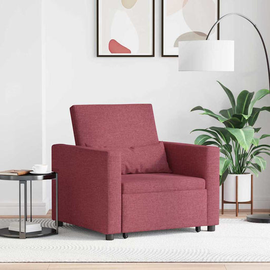 Einzel-Schlafsofa mit Rädern Weinrot 90 x 165 x 87 cm Stoff