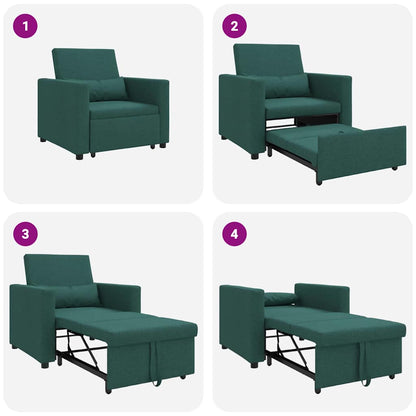 Einzel-Schlafsofa mit Rädern Dunkelgrün 90 x 165 x 87 cm Stoff