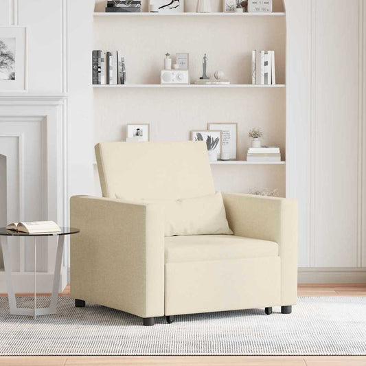 Einzel-Schlafsofa mit Rädern Creme 90 x 165 x 87 cm Stoff