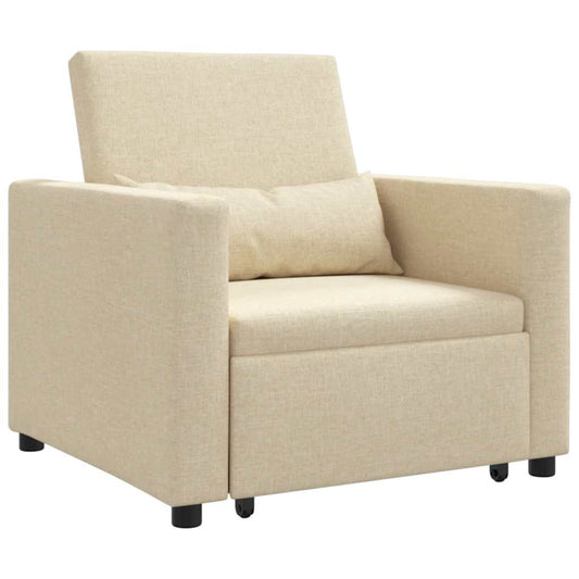 Einzel-Schlafsofa mit Rädern Creme 90 x 165 x 87 cm Stoff