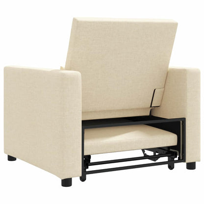 Einzel-Schlafsofa mit Rädern Creme 90 x 165 x 87 cm Stoff