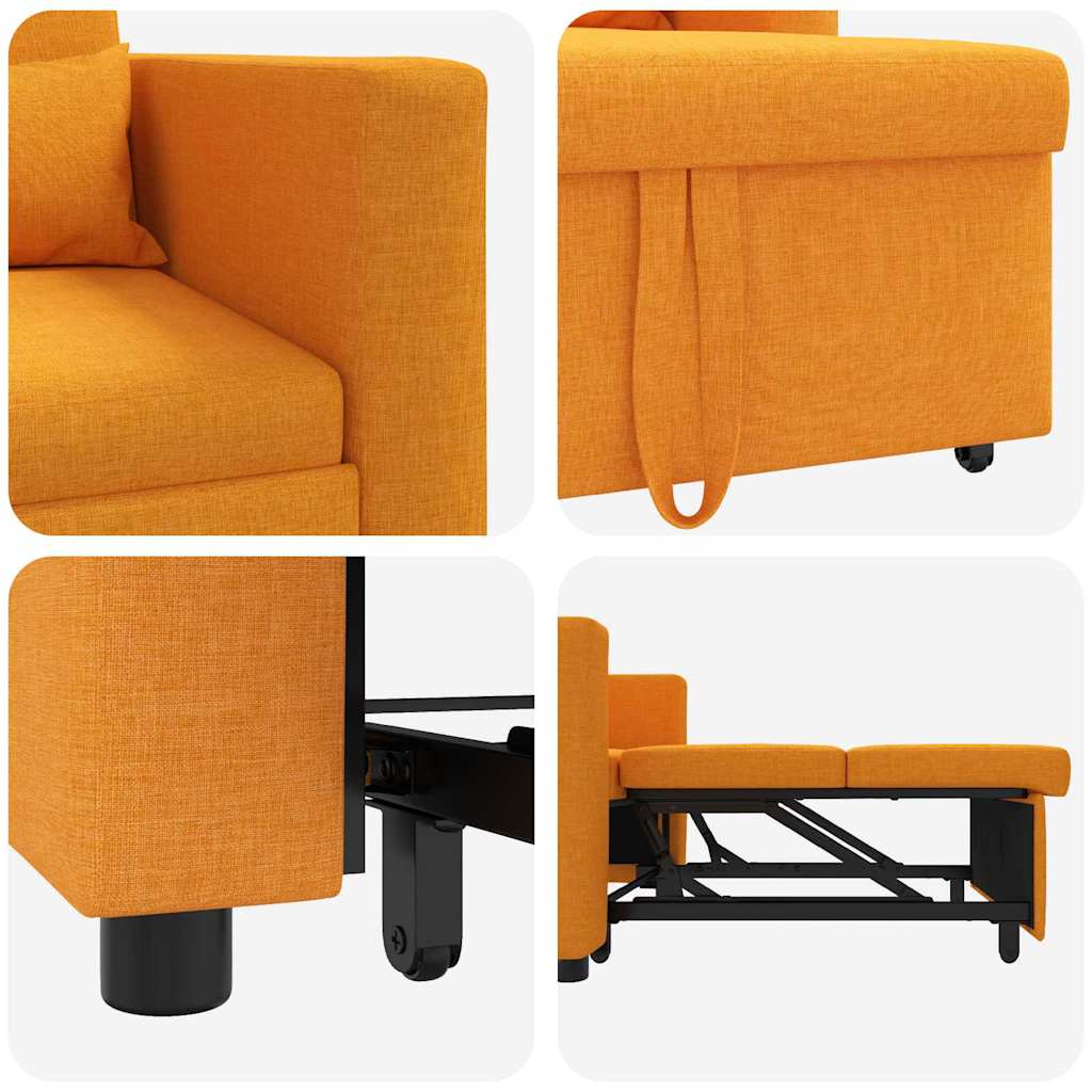 Einzel-Schlafsofa mit Rädern Dunkelgelb 90 x 165 x 87 cm Stoff