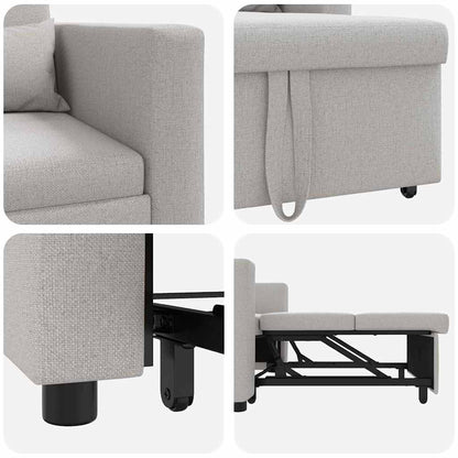 Einzel-Schlafsofa mit Rädern Wolkengrau 90 x 165 x 87 cm Stoff