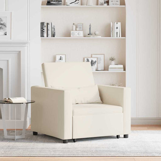 Einzel-Schlafsofa mit Rädern Cremeweiß 90 x 165 x 87 cm Stoff