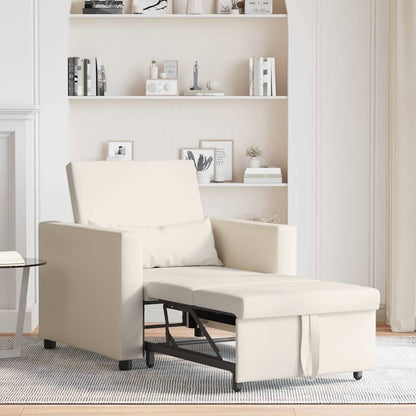 Einzel-Schlafsofa mit Rädern Cremeweiß 90 x 165 x 87 cm Stoff
