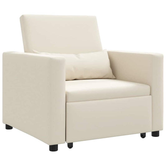 Einzel-Schlafsofa mit Rädern Cremeweiß 90 x 165 x 87 cm Stoff