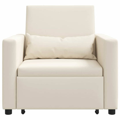 Einzel-Schlafsofa mit Rädern Cremeweiß 90 x 165 x 87 cm Stoff
