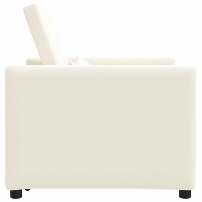 Einzel-Schlafsofa mit Rädern Cremeweiß 90 x 165 x 87 cm Stoff