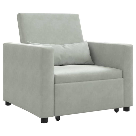 Einzel-Schlafsofa mit Rädern Hellgrau 90 x 165 x 87 cm Samt