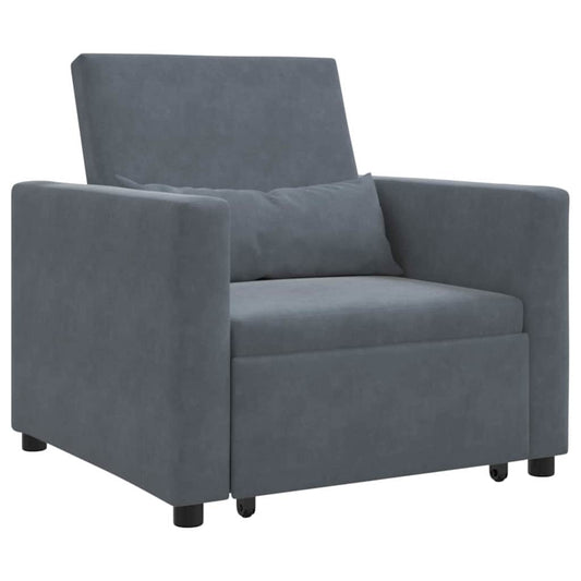 Einzel-Schlafsofa mit Rädern Dunkelgrau 90 x 165 x 87 cm Samt