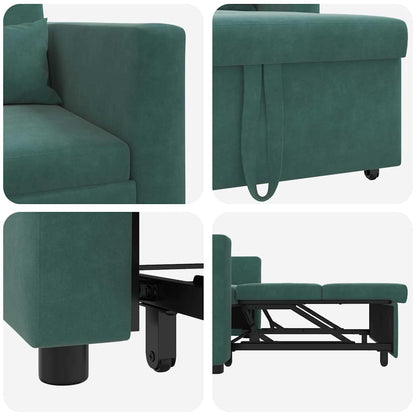Einzel-Schlafsofa mit Rädern Dunkelgrün 90 x 165 x 87 cm Samt