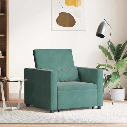 Einzel-Schlafsofa mit Rädern Dunkelgrün 90 x 165 x 87 cm Samt