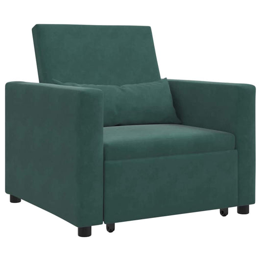 Einzel-Schlafsofa mit Rädern Dunkelgrün 90 x 165 x 87 cm Samt