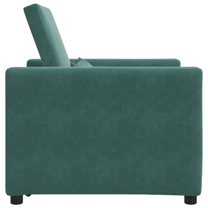 Einzel-Schlafsofa mit Rädern Dunkelgrün 90 x 165 x 87 cm Samt