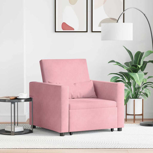 Einzel-Schlafsofa mit Rädern Hellrosa 90 x 165 x 87 cm Samt