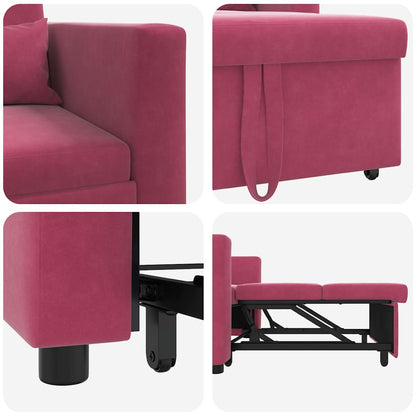 Einzel-Schlafsofa mit Rädern Weinrot 90 x 165 x 87 cm Samt
