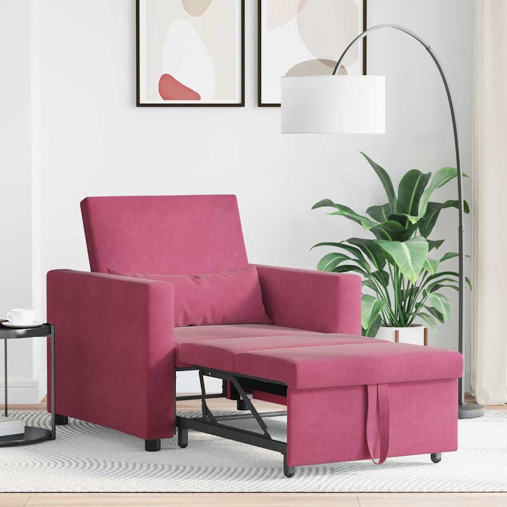 Einzel-Schlafsofa mit Rädern Weinrot 90 x 165 x 87 cm Samt